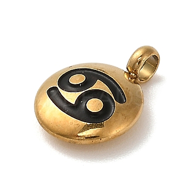 304 Stainless Steel Black Enamel Charms STAS-R009-02G-04-1