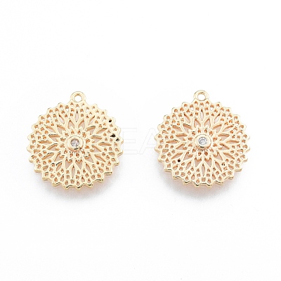 Brass Micro Pave Clear Cubic Zirconia Pendants KK-F841-09G-1