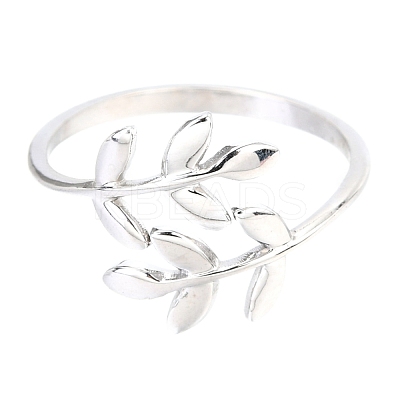 Non-Tarnish 304 Stainless Steel Leaf Cuff Rings STAS-H142-01P-1