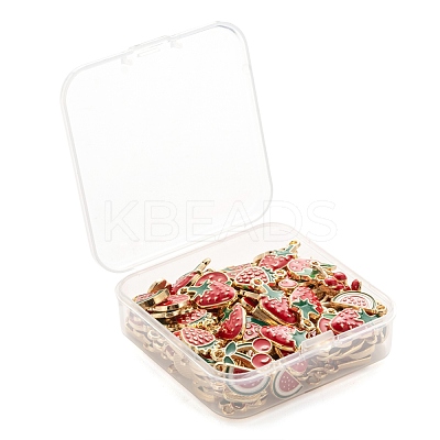 140Pcs 7 Style Light Gold Alloy Enamel Pendants ENAM-LS0001-65-1