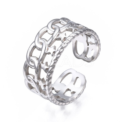 Non-Tarnish 304 Stainless Steel Star Open Cuff Ring RJEW-T023-03P-1