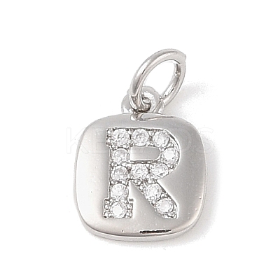 Rack Plating Brass Micro Pave CLear Cubic Zirconia Charms KK-E110-14P-R-1