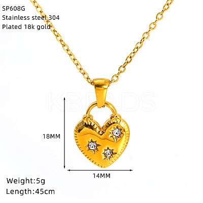 304 Stainless Steel Crystal Rhinestone Pendant Necklaces for Women WG07512-01-1