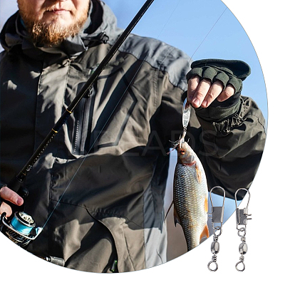 100Pcs Stainless Steel Solid Fishing Swivel Snaps Hook Connector Barrel Bearing FIND-FH0010-59-1