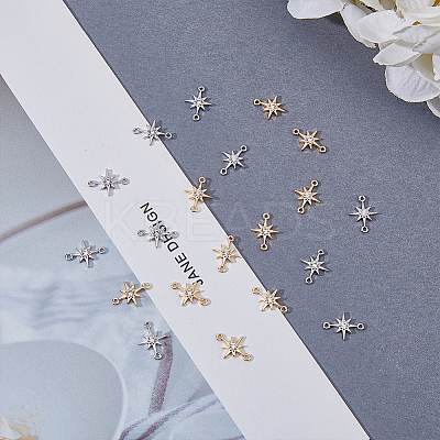 20Pcs 2 Colors Brass Clesr Cubic Zirconia Connector Charms FIND-HY0001-20-1