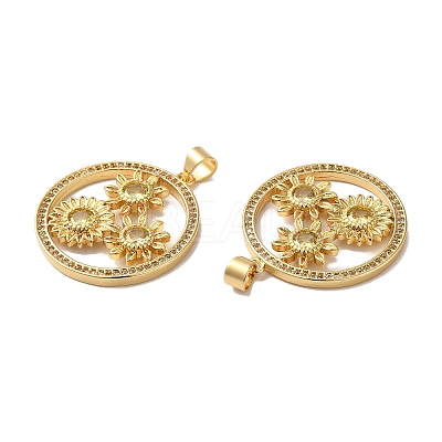 Rack Plating Brass Pave Cubic Zirconia Pendants KK-O142-54G-1