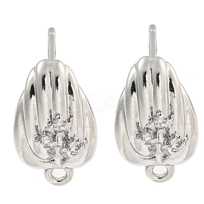Brass Micro Pave Cubic Zirconia Stud Earring Findings LS-KK-U015-07P-1
