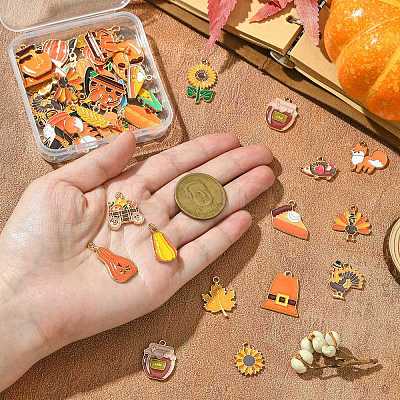 50Pcs 25 Styles Thanksgiving Day Alloy Enamel Pendants FIND-CJ0003-45-1