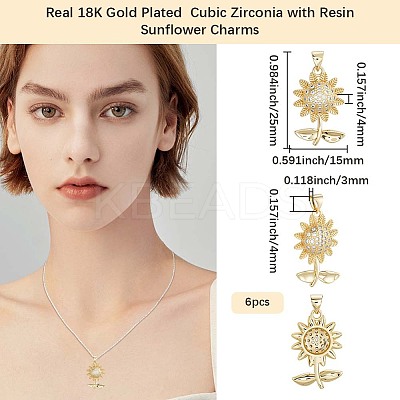6Pcs Rack Plating Brass Micro Pave Cubic Zirconia Pendants KK-BBC0020-64-1