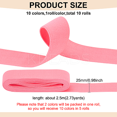 25M 10 Colors Colored Flat Elastic Band EC-BC0001-50-1