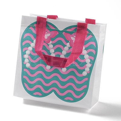 Summer Beach Theme Printed Flip Flops Non-Woven Reusable Folding Gift Bags with Handle ABAG-F009-E08-1