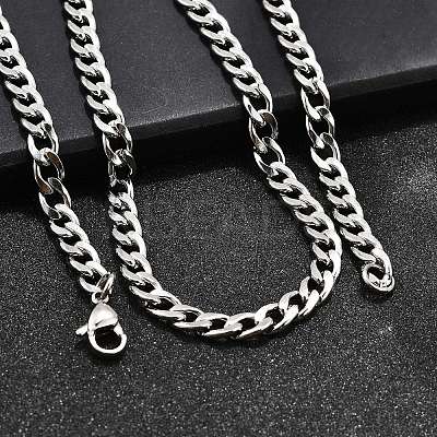 Tarnish Resistant 304 Stainless Steel Curb Chain/Twisted Chain Necklace Making STAS-A028-N122P-1