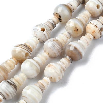 Natural Banded Agate 3-Hole Guru Bead Strands G-K149-42-1