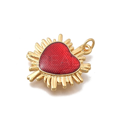 Brass Enamel Heart Pendants KK-D431-052G-1