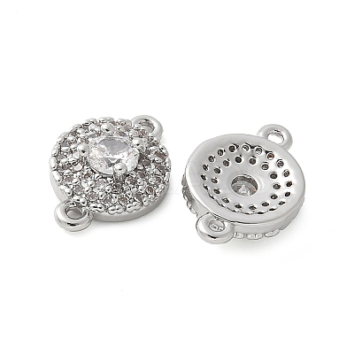 Brass Micro Pave Cubic Zirconia Connector Charms KK-U056-31P-1