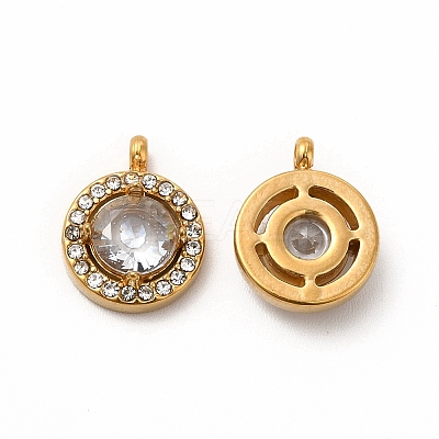PVD Vacuum Plating 304 Stainless Steel Cubic Zirconia Pendants STAS-A076-05G-04-1