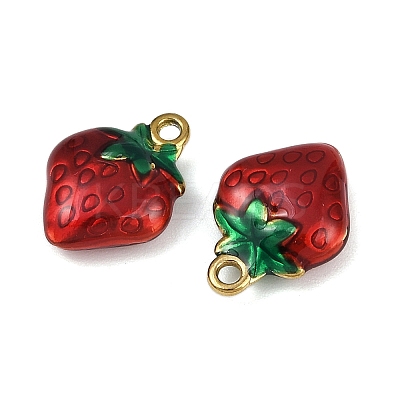 Strawberry 304 Stainless Steel Enamel Pendants STAS-L290-21C-G-1