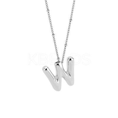 1pc Brass Chain with Alloy Letter Pendants Necklaces NJEW-LP0001-41W-P-1