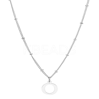 1Pc Brass Chain & 304 Stainless Steel Letter Pendant Necklaces NJEW-LP0001-35O-P-1