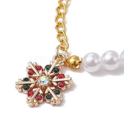 Christmas ABS Plastic Imitation Pearl & Iron Curb Chains Link Bracelets BJEW-JB11276-1