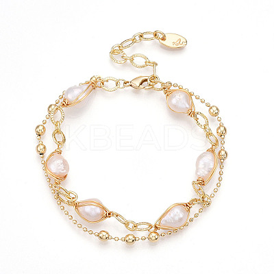 Brass Multi-strand Bracelets BJEW-N031-01G-1