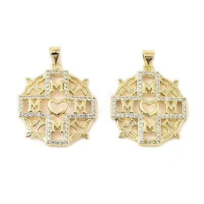 Mother's Day Brass Micro Pave Cubic Zirconia Pendants KK-M324-02L-G-1