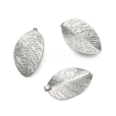 Tarnish Resistant 304 Stainless Steel Leaf Pendants STAS-S040-07P-1
