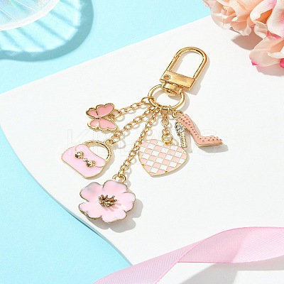 Flower/Bag/Heart Alloy Enamel Pendant Decoration HJEW-FS00025-04-1