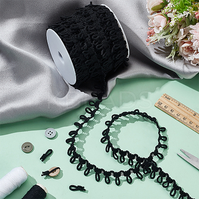1Bundle Polyester Elastic Button Looping Trim OCOR-BC0006-93A-1