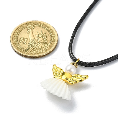 Natural Shell Fairy Pendant Necklace NJEW-JN04612-1