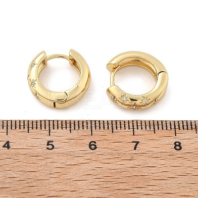 Clear Cubic Zirconia Star Hoop Earrings EJEW-C022-01G-1