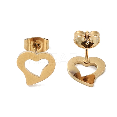 PVD Vacuum Plating 304 Stainless Steel Stud Earrings for Women EJEW-A048-41A-G-1