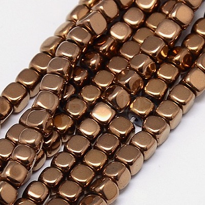 Electroplate Non-magnetic Synthetic Hematite Beads Strands G-J172-3x3mm-05-1