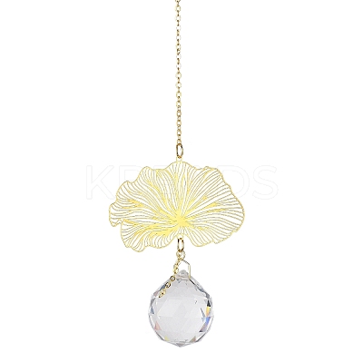 Brass Hollow Lotus Leaf Hanging Ornaments LS-HJEW-E012-03G-02-1