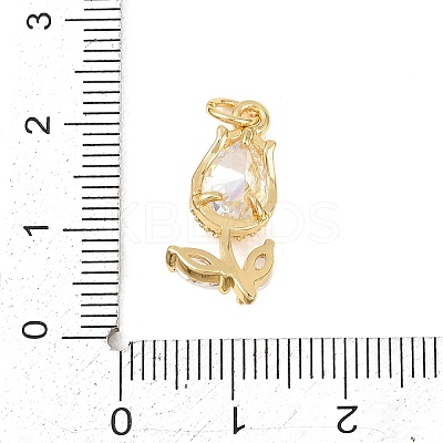 Brass Micro Pave Clear Cubic Zirconia Pendants KK-F931-13G-02-1