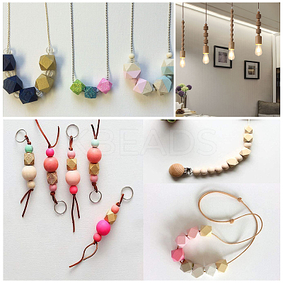 Faceted Nugget Natural Wooden Beads WOOD-PH0009-24-1