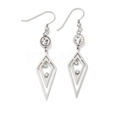 304 Stainless Steel Rhombus Dangle Earrings EJEW-Z129-10P-1