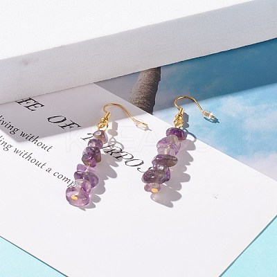 Natural Amethyst Chip Beaded Dangle Earrings EJEW-JE04788-05-1