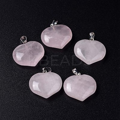 Natural Rose Quartz Pendants G-G956-D13-1
