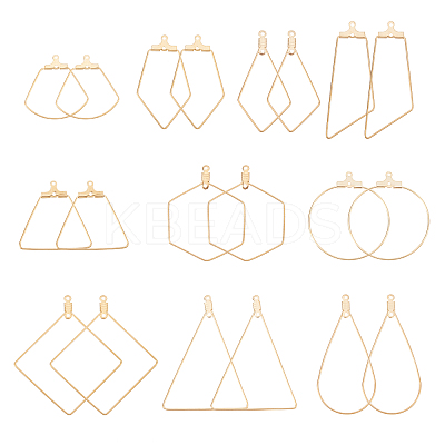 40Pcs 10 Style 304 Stainless Steel Wire Pendants STAS-UN0030-28-1