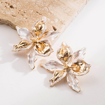 Alloy Enamel Stud Earrings for Women WG8E049-01-1