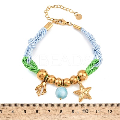 304 Stainless Steel & Glass Charm Bracelets BJEW-K247-02G-1