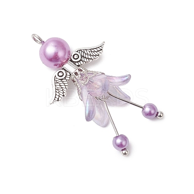 7Pcs 7 Colors Glass Pearl Pendants PALLOY-JF04120-1