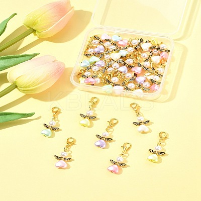 32Pcs Angel Imitation Pearl Acrylic with Alloy Pendant Decorations HJEW-FS00040-02-1