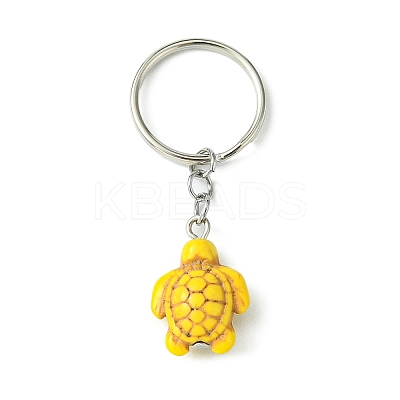 Dyed Synthetic Turquoise Sea Turtle Pendant Keychain KEYC-JKC00641-1