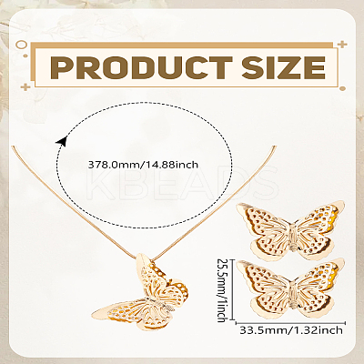 Alloy Hollow Butterfly Stud Earrings & Pendant Necklaces Sets for Women SJEW-LP0001-41-1