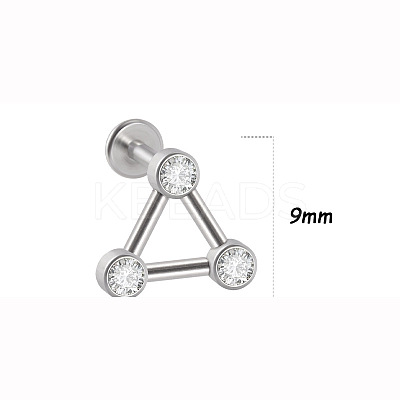 316L Surgical Stainless Steel & G23 Titanium & Crystal Rhinestone Triangle Cartilage Earrings WGA7630-25-1