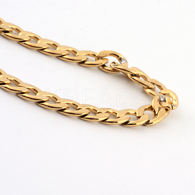 PVD Vacuum Plating 201 Stainless Steel Curb Chains  Necklaces NJEW-R063-39G-1