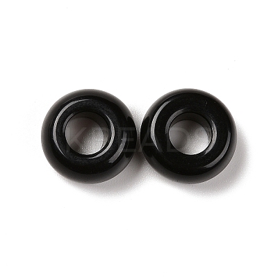Natural Black Obsidian European Beads X-G-G740-14x8mm-34-1