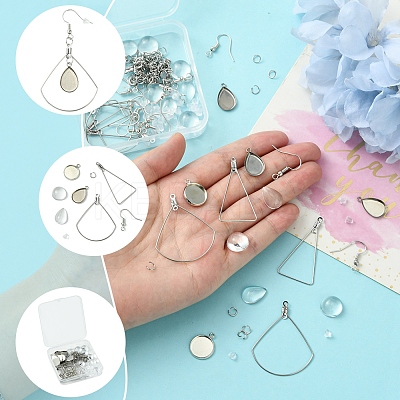DIY Triangle & Fan 304 Stainless Steel Dangle Earring Making Kits DIY-FS0007-85-1
